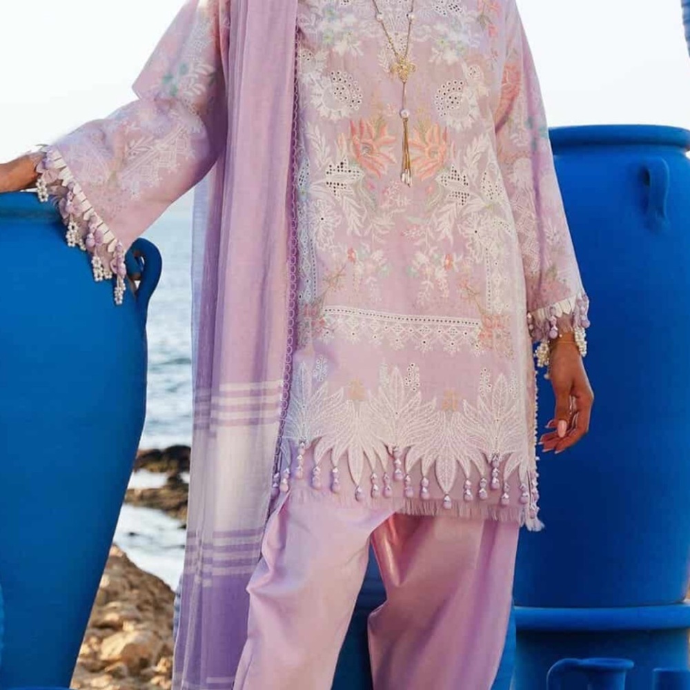 Elegant Lavender Embroidered Dress